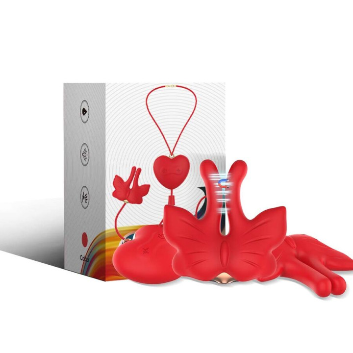 ARMONY - PINZAS PARA PEZONES MAGNÉTICA CON VIBRACIÓN FORMA MARIPOSA ROJO | VibraZon