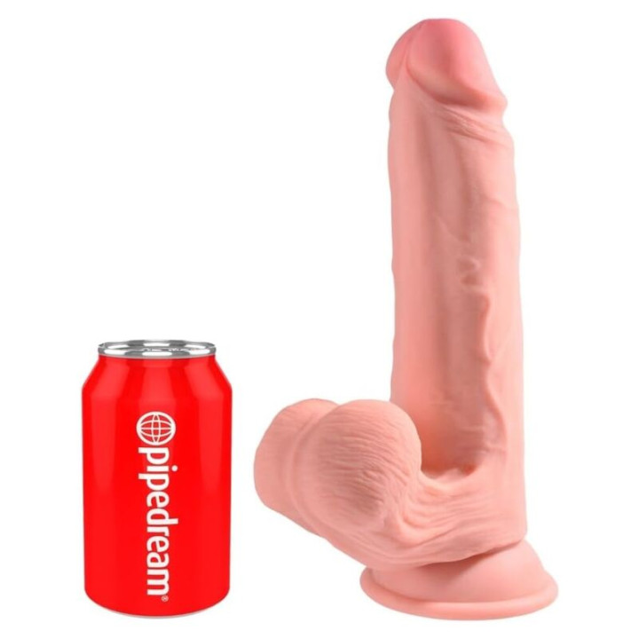 KING PENE PLUS - DILDO REALISTA TRIPLE DENSIDAD CON TESTÍCULOS OSCILANTES 23 CM COLOR NATURAL | VibraZon