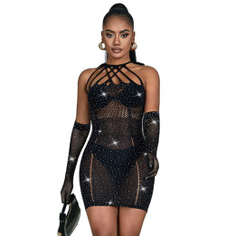 SUBBLIME - 952235 VESTIDO DE REJILLA CON BRILLANTES NEGRO TALLA ÚNICA | VibraZon