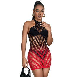 SUBBLIME - 952242 VESTIDO DE REJILLA ELÁSTICO DEGRADADO ROJO Y NEGRO TALLA ÚNICA | VibraZon