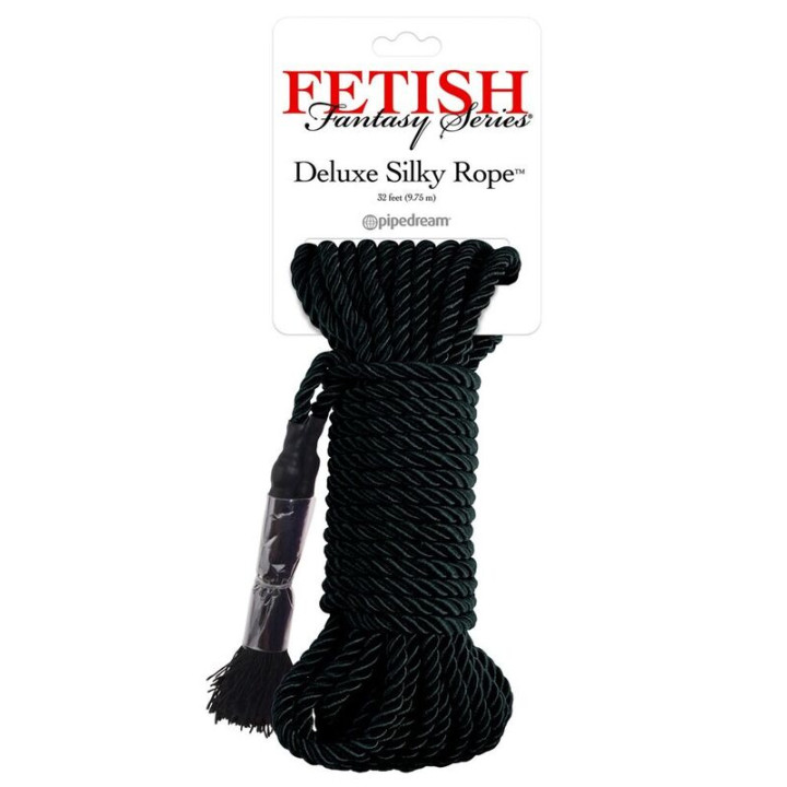 FETISH FANTASY SERIES - CUERDA DE SEDA DELUXE NEGRA 9,75 M