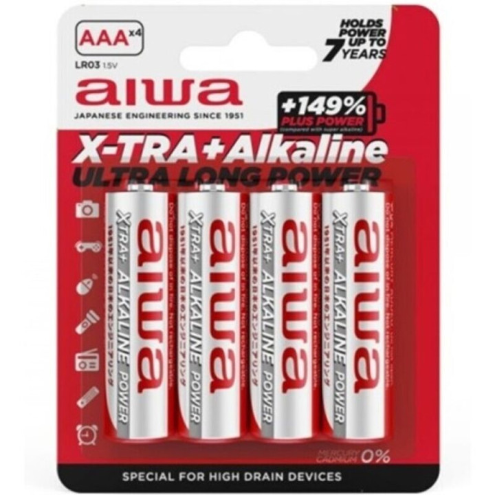 AIWA - X-TRA ALKALINE PILA ALCALINA AAA LR03 BLISTER*4 | VibraZon