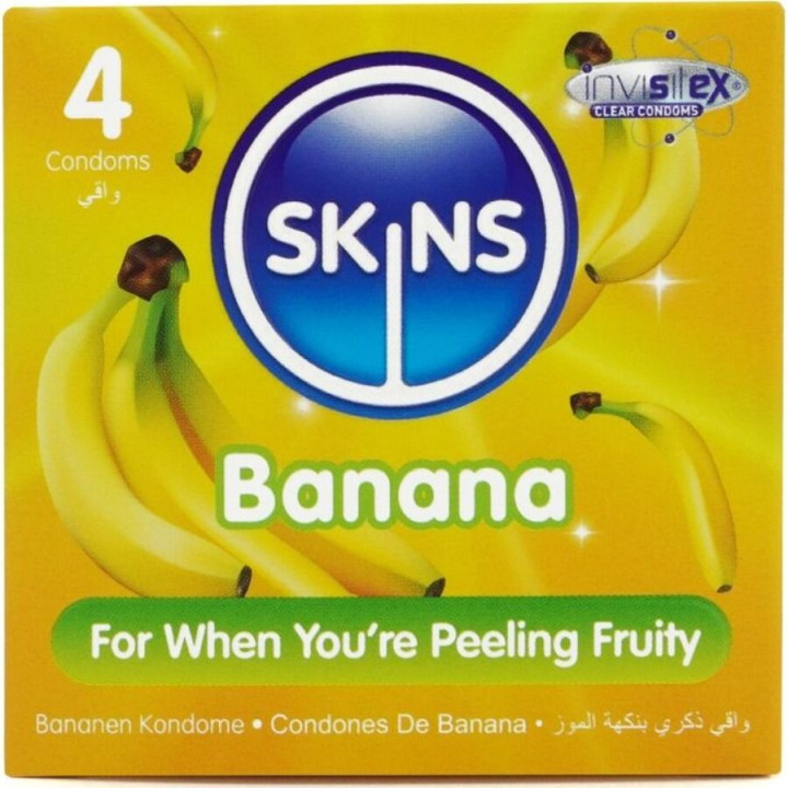 SKINS - PRESERVATIVOS PREMIUM SABOR PLÁTANO PACK 4 | VibraZon