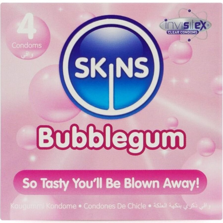 SKINS - PRESERVATIVOS PREMIUM SABOR CHICLE PACK 4 | VibraZon