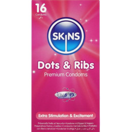 SKINS - DOTS & RIBS PRESERVATIVOS PREMIUM PACK 16 | VibraZon