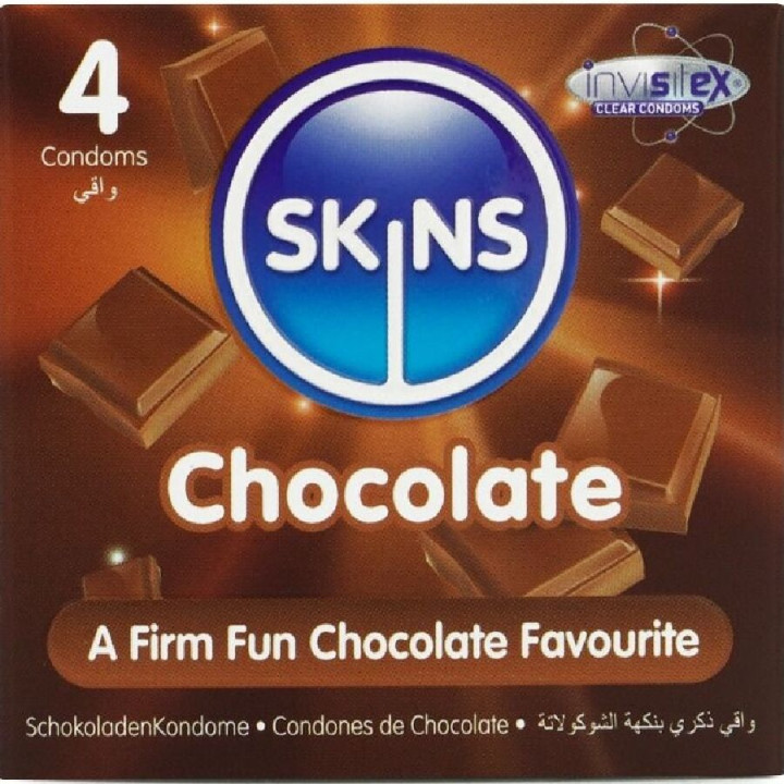 SKINS - PRESERVATIVOS PREMIUM SABOR CHOCOLATE PACK 4 | VibraZon