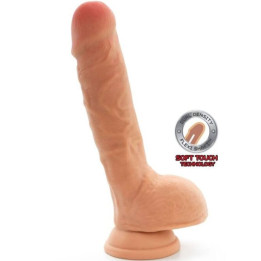 GET REAL - DOBLE DENSIDAD DILDO 18 CM CON TESTÍCULOS NATURAL