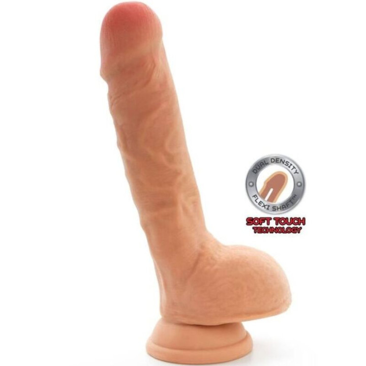 GET REAL - DOBLE DENSIDAD DILDO 18 CM CON TESTÍCULOS NATURAL