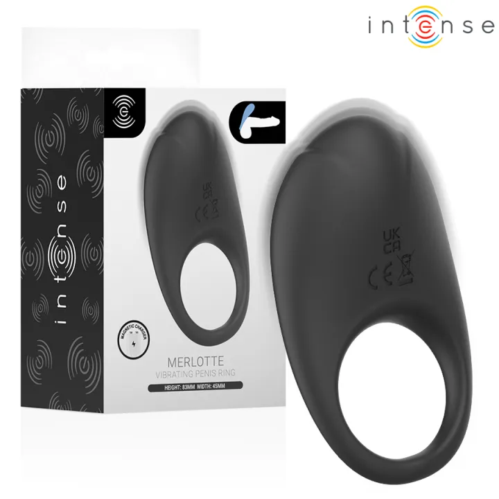 INTENSE - MERLOTTE ANILLO VIBRADOR CON ESTIMULACIÓN DE CLÍTORIS NEGRO