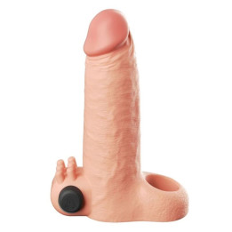 FANTASY X-TENSIONS - FUNDA EXTENSORA VIBRATORIA REAL SENSACION 5 CM COLOR BEIGE