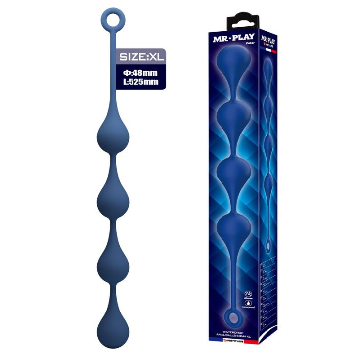 MR PLAY - BOLAS ANALES SILICONA AZUL TALLA XL 52,5 CM | VibraZon