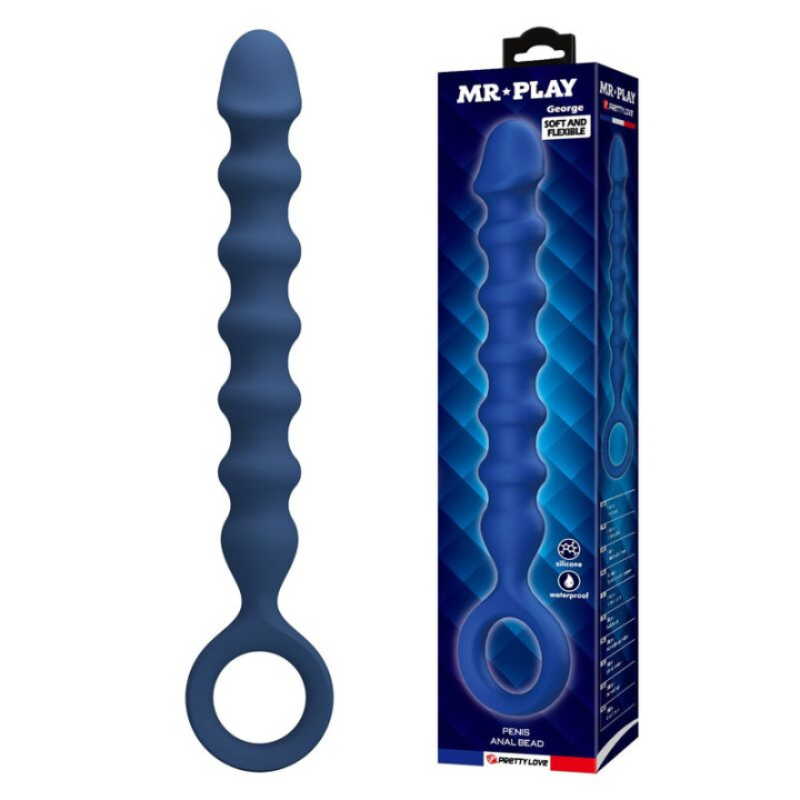 MR PLAY - BOLAS ANALES Y PLUG ANAL SILICONA AZUL -Ø- 3,4 | VibraZon