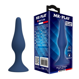 MR PLAY - PLUG ANAL SILICONA AZUL SLIM TALLA S | VibraZon