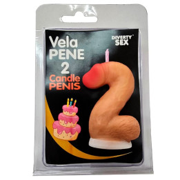 DIABLO PICANTE - VELA PENE EN FORMA DE NÚMERO 2 COLOR CARNE | VibraZon