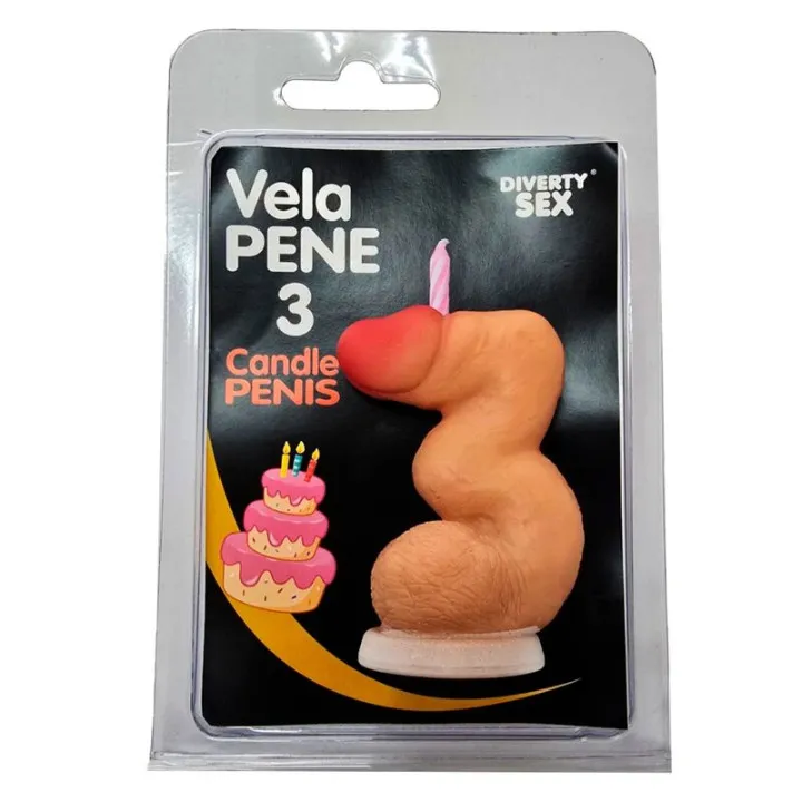 DIABLO PICANTE - VELA PENE EN FORMA DE NÚMERO 3 COLOR CARNE | VibraZon