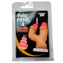 DIABLO PICANTE - VELA PENE EN FORMA DE NÚMERO 4 COLOR CARNE | VibraZon