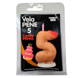 DIABLO PICANTE - VELA PENE EN FORMA DE NÚMERO 5 COLOR CARNE | VibraZon