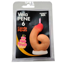 DIABLO PICANTE - VELA PENE EN FORMA DE NÚMERO 6 COLOR CARNE | VibraZon