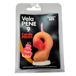 DIABLO PICANTE - VELA PENE EN FORMA DE NÚMERO 9 COLOR CARNE | VibraZon