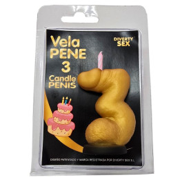 DIABLO PICANTE - VELA PENE EN FORMA DE NÚMERO 3 COLOR | VibraZon