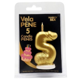 DIABLO PICANTE - VELA PENE EN FORMA DE NÚMERO 5 COLOR | VibraZon