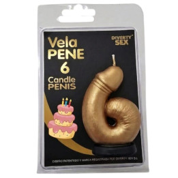 DIABLO PICANTE - VELA PENE EN FORMA DE NÚMERO 6 COLOR | VibraZon