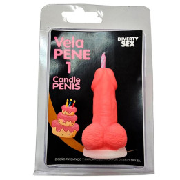 DIABLO PICANTE - VELA PENE EN FORMA DE NÚMERO 1 COLOR ROSA | VibraZon