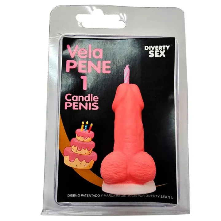 DIABLO PICANTE - VELA PENE EN FORMA DE NÚMERO 1 COLOR ROSA | VibraZon
