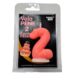 DIABLO PICANTE - VELA PENE EN FORMA DE NÚMERO 2 COLOR ROSA | VibraZon