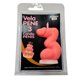 DIABLO PICANTE - VELA PENE EN FORMA DE NÚMERO 3 COLOR ROSA | VibraZon