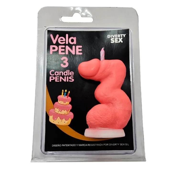 DIABLO PICANTE - VELA PENE EN FORMA DE NÚMERO 3 COLOR ROSA | VibraZon