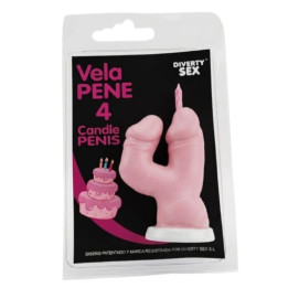 DIABLO PICANTE - VELA PENE EN FORMA DE NÚMERO 4 COLOR ROSA | VibraZon