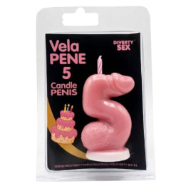 DIABLO PICANTE - VELA PENE EN FORMA DE NÚMERO 5 COLOR ROSA | VibraZon