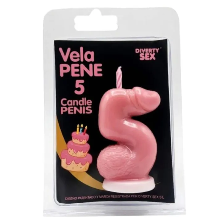 DIABLO PICANTE - VELA PENE EN FORMA DE NÚMERO 5 COLOR ROSA | VibraZon