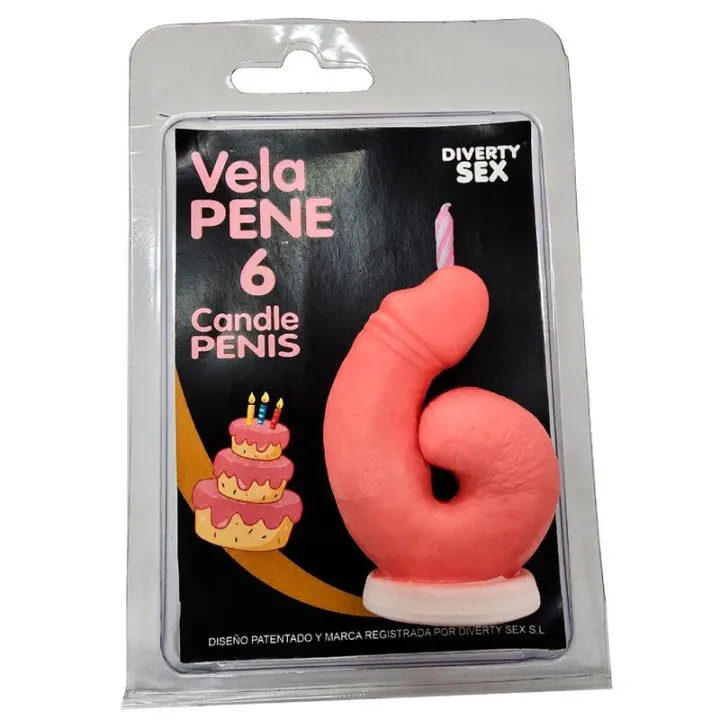 DIABLO PICANTE - VELA PENE EN FORMA DE NÚMERO 6 COLOR ROSA | VibraZon