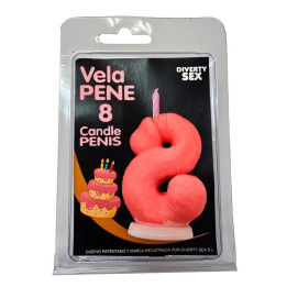 DIABLO PICANTE - VELA PENE EN FORMA DE NÚMERO 8 COLOR ROSA | VibraZon