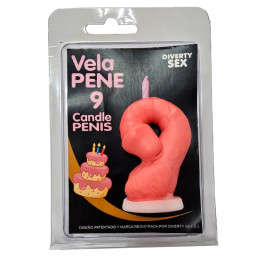 DIABLO PICANTE - VELA PENE EN FORMA DE NÚMERO 9 COLOR ROSA | VibraZon