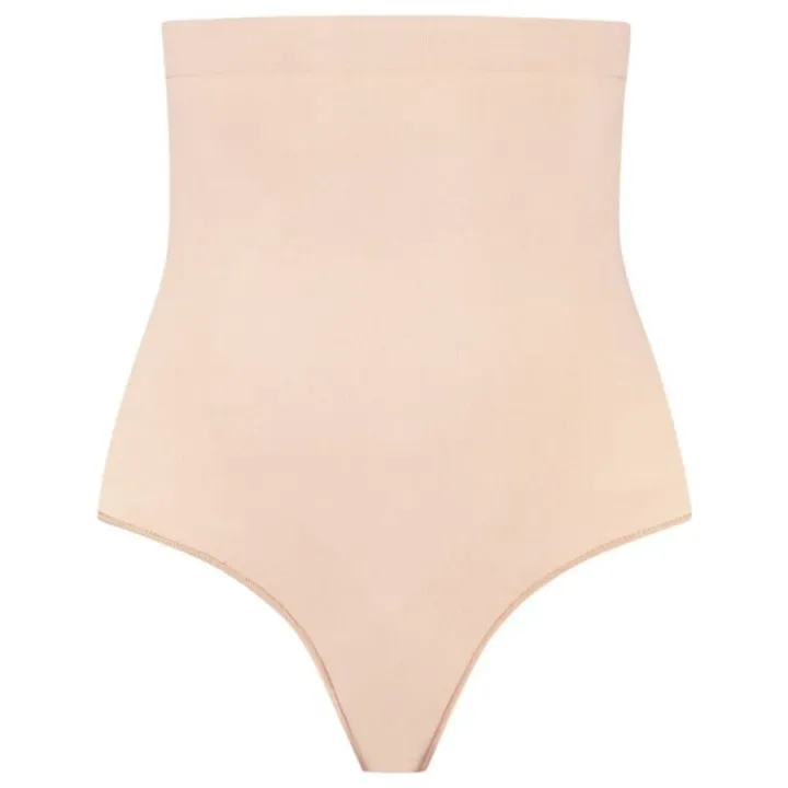 BYE-SUJETADOR - TANGA DE TALLE ALTO SIN COSTURAS BEIGE | VibraZon