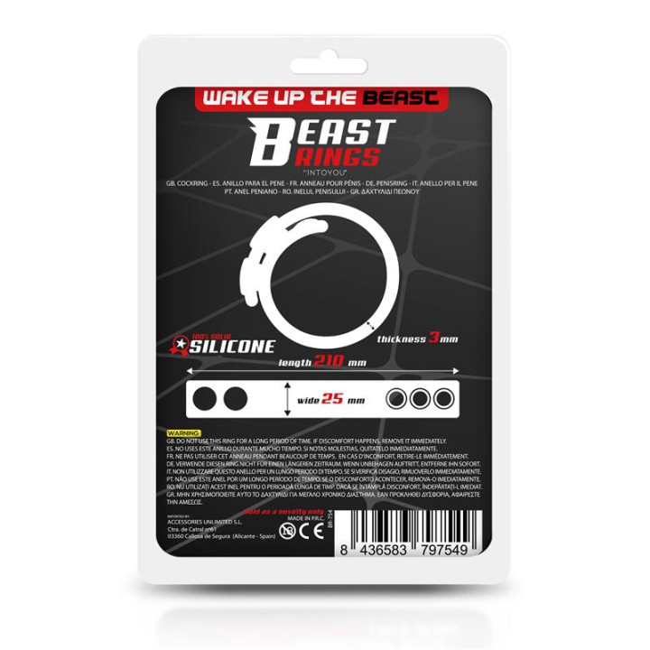 Anillo Pene Ajustable Silicona Sólida 15-21 cm de Beast Rings | VibraZon
