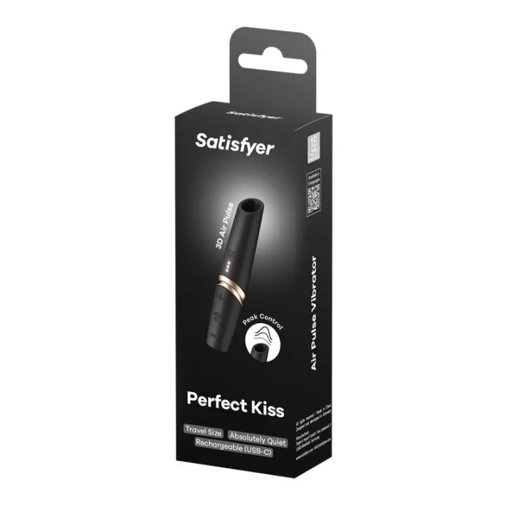 Satisfyer Perfect Kiss: succionador negro con carga USB-C