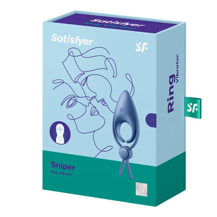 Satisfyer Sniper azul: anillo doble vibrador ajustable