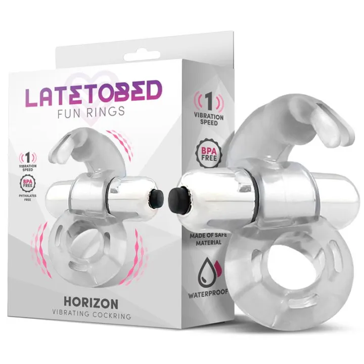 Horizon Anillo Vibrador con Conejito Transparente de Latetobed