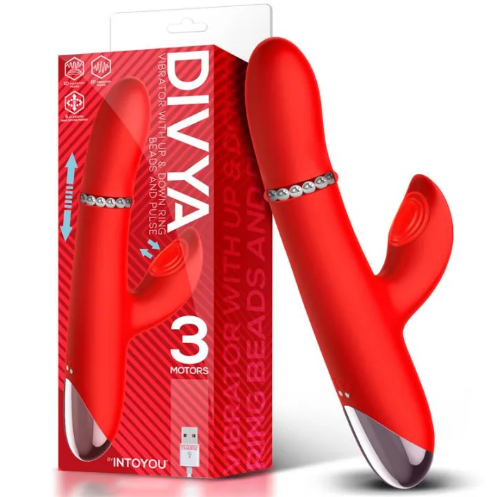 Divya Vibrador con Aro de Bolas Internas Up and Down y Pulsación 3 Motores Independientes USB de Intoyou