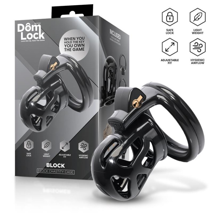 Block Jaula para el Pene con Candado Interno de Domlock | VibraZon