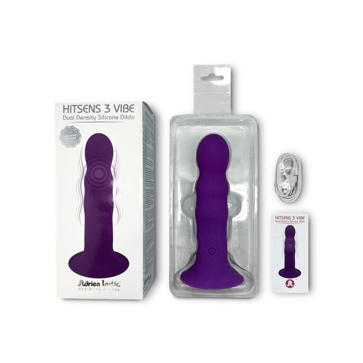 Dildo Doble Densidad Vibración Hitsens 3 Púrpura de Adrien Lastic | VibraZon