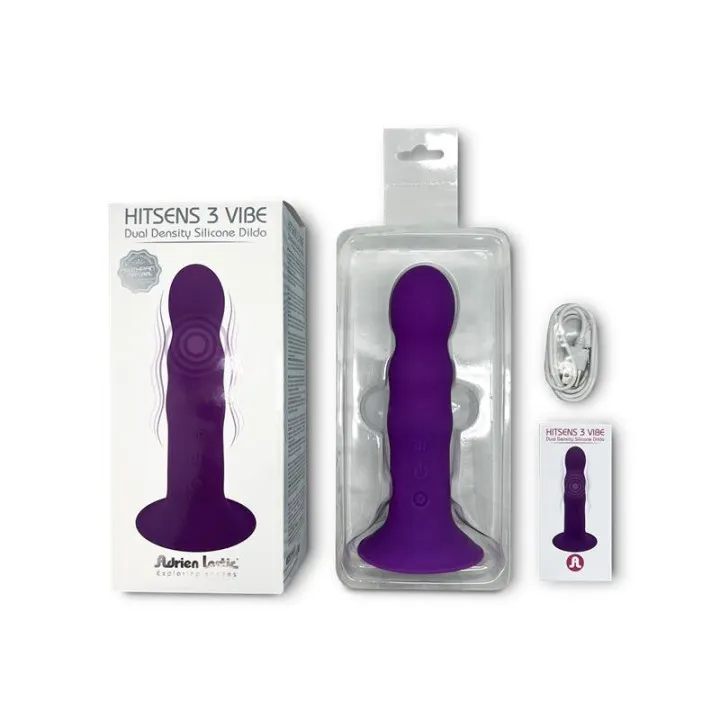 Dildo Doble Densidad Vibración Hitsens 3 Púrpura de Adrien Lastic