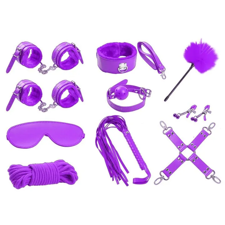Set Bondage de 10 Piezas Púrpura de Intoyou Bdsm Line