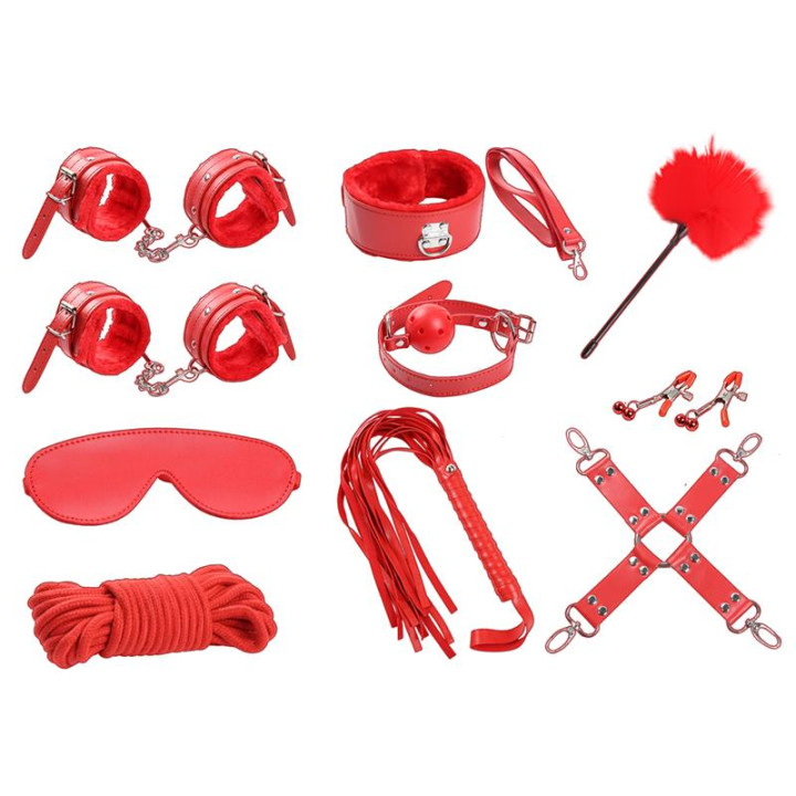 Set de Bondage 10 Piezas Rojo de Intoyou Bdsm Line | VibraZon
