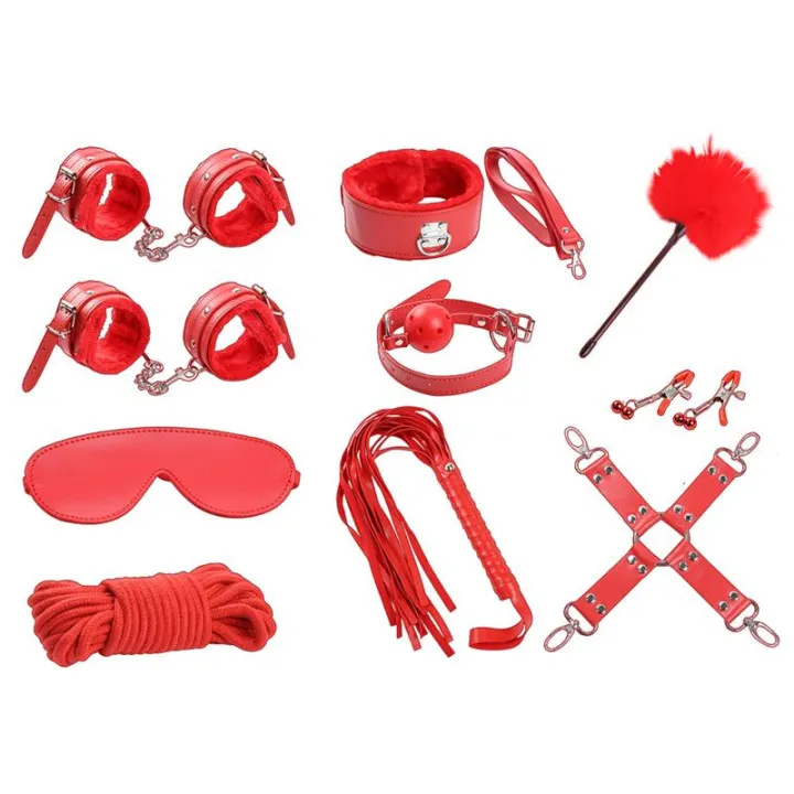 Set de Bondage 10 Piezas Rojo de Intoyou Bdsm Line