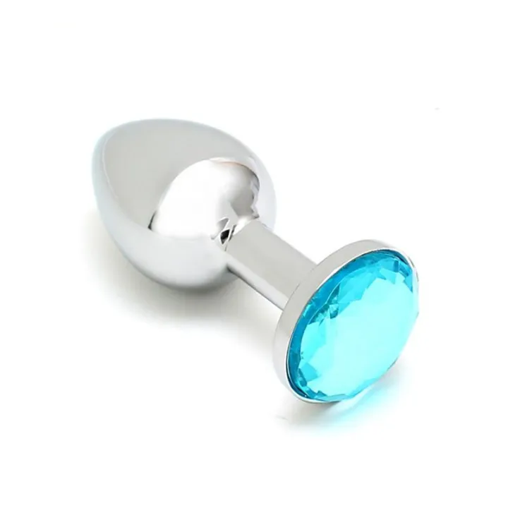 Plug Anal de Metal Sofia con Joya Azul de Rimba Toys